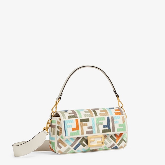 Baguette Canvas Bag With Multicolor FF Embroidery - Image 2